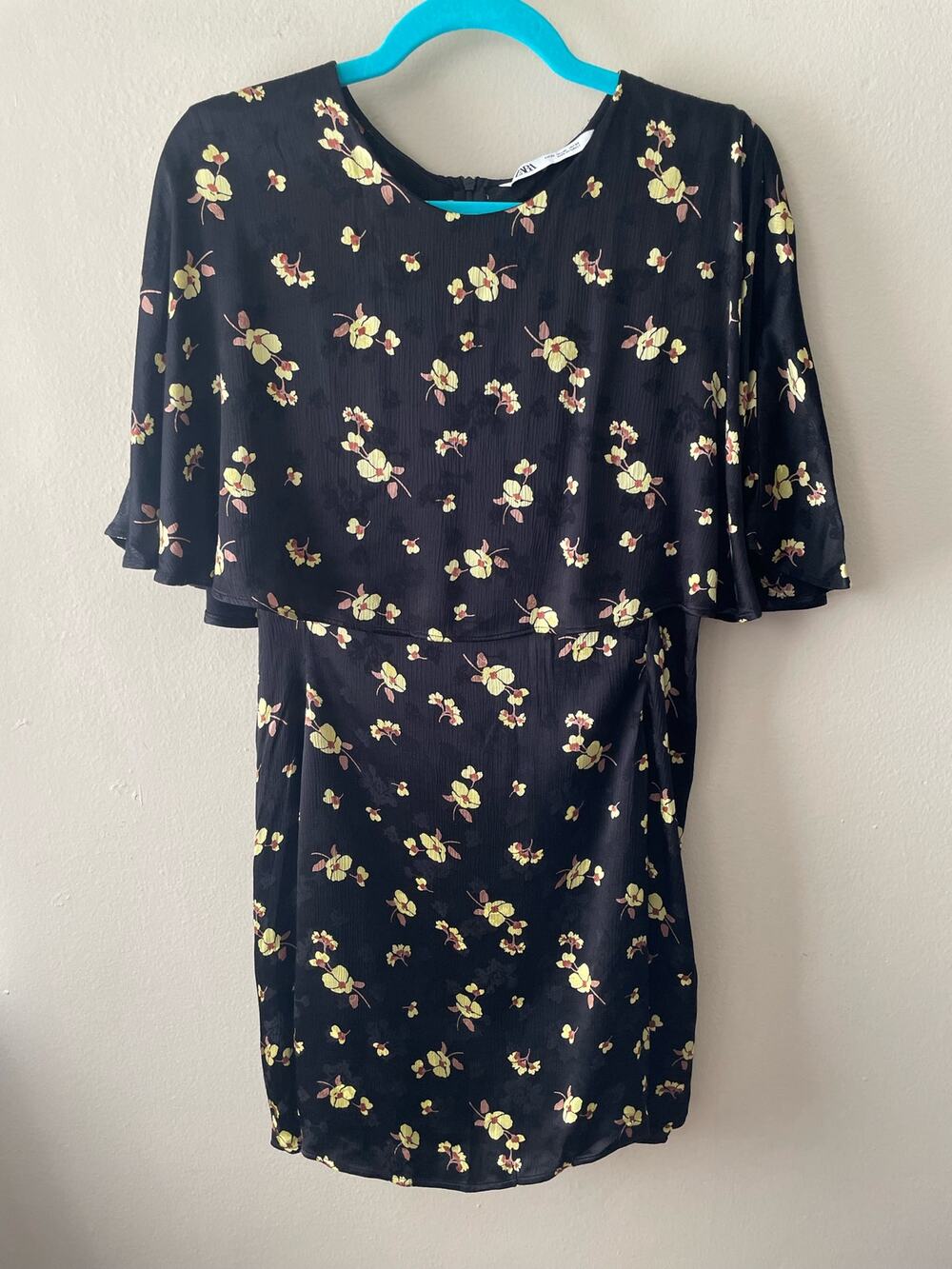 Zara Black & Yellow Floral Dress Size XL